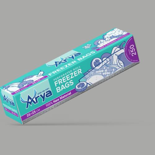 Arya Freezer Bags Roll, 250 Pieces